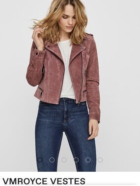 Vero Moda dusty pink Suede Moto Jacket